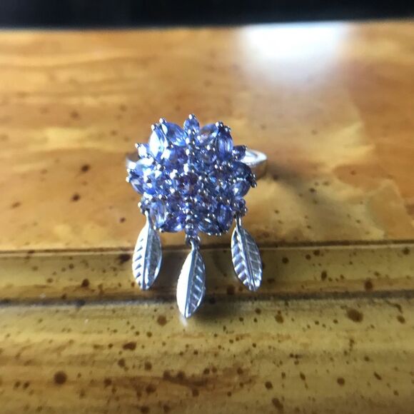 Natural Tanzanite Sterling Silver Ring Size 6 - Picture 3 of 9